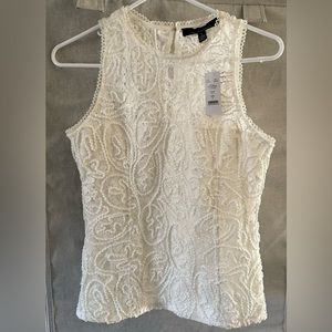 WHBM sleeveless lace shell -white